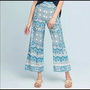 Anthropologie featherbone talese paisley print wide leg pants size 0